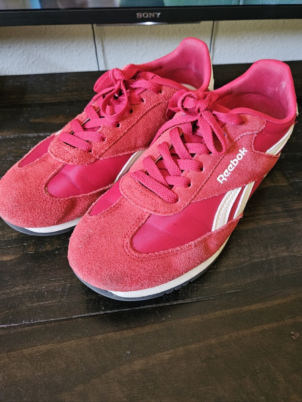 Reebok Women’s Red Suede & Nylon Retro Sneakers